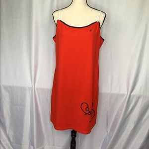 Nautica red beach coverup with rope straps